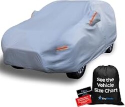 EzyShade SUV Car Cover Waterproof All Weather. See Size-Chart. Size S4 | Multi-Layer Outdoor Full Exterior Covers for Automobiles. Heavy Duty Tarp Jeep Rav4 Equinox Trax CRV - See Vehicle Size Chart