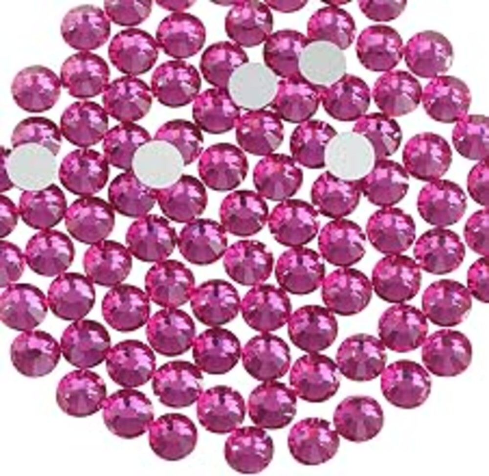 Beadsland 288pcs Flat Back Crystal Rhinestones Round Gems for Nail Art and Craft Glue Fix, Fuchsia, SS34,7.1-7.3mm