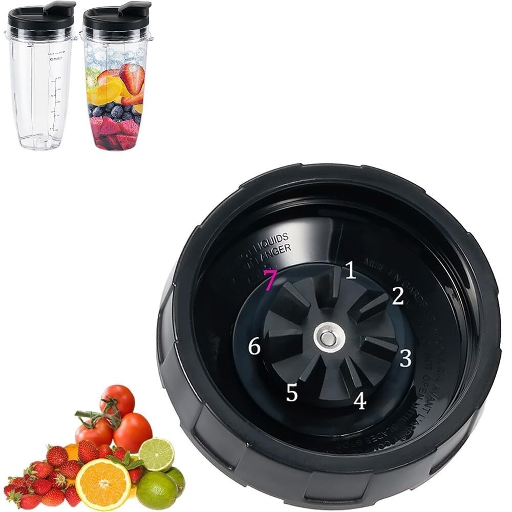 7-Fin Male Blender Blade & 24oz Cups for Ninja Auto iQ - Replacement Parts