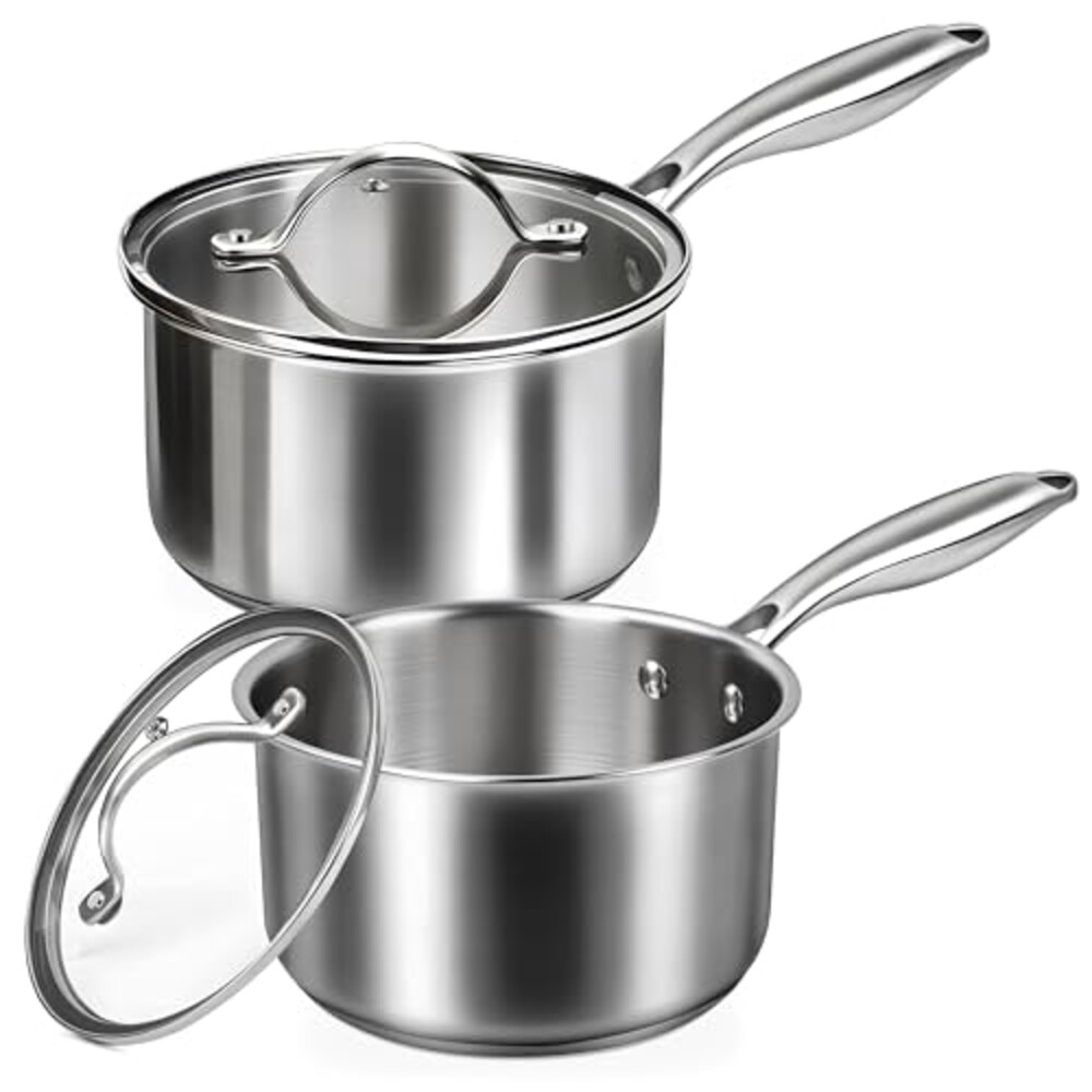 Stainless Steel Saucepan Set with Lids 1