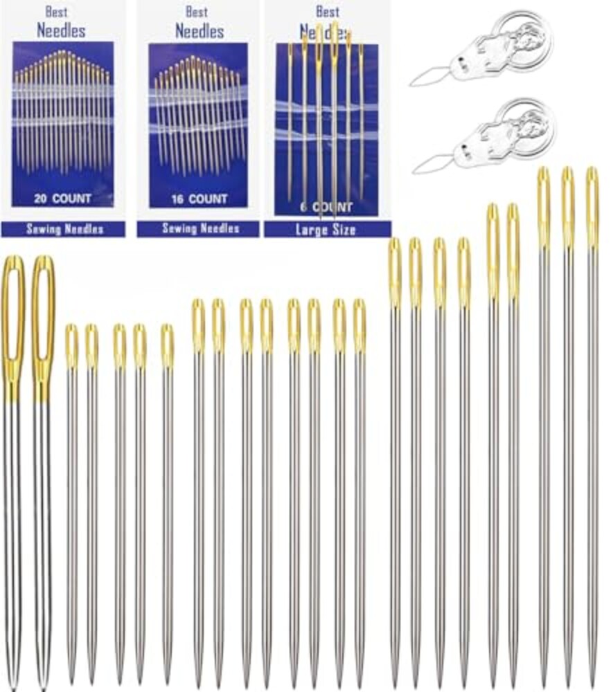 Premium 42 Pack Large Eye Sewing Needles