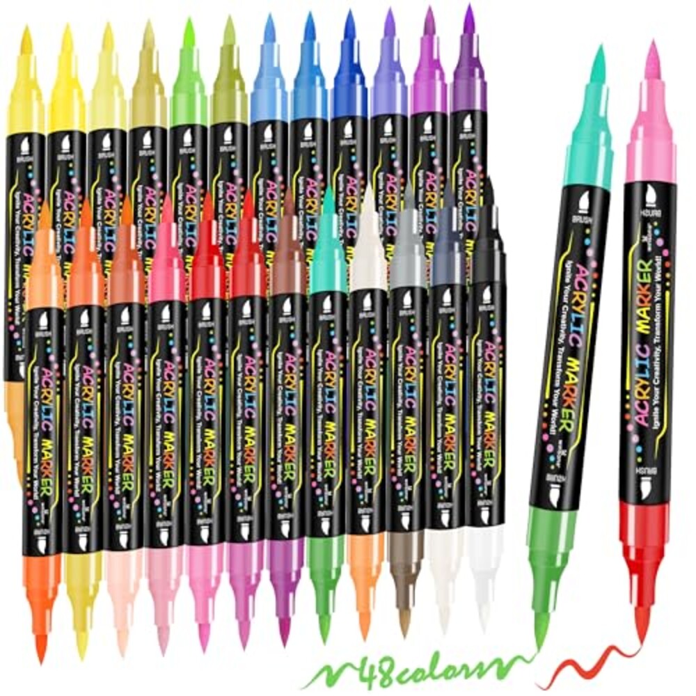 WINSONS 48 Colors Dual Tip Acrylic Paint
