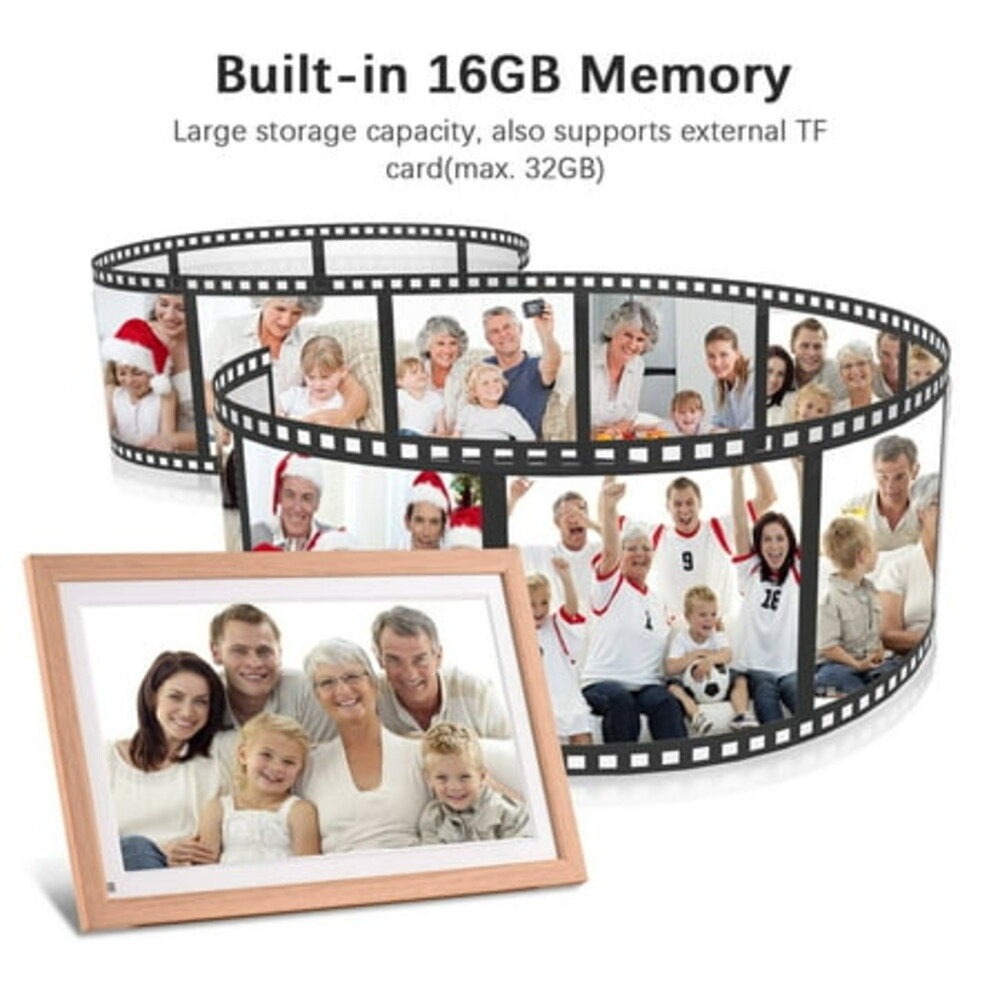 Wifi 15.6 Inch Large WiFi Digital Photo Frame Digital Picture Frame Wall Mountable 1920x1080 IPS Screen Touch Control 16GB Storage Capacity Auto Rotation APP Photos Sharing