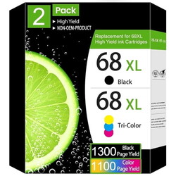 68XL Ink Cartridges Compatible for HP Ink 68 Black and Tri-Color for Printer Ink HP 68XL Ink Cartridges 2-Pack