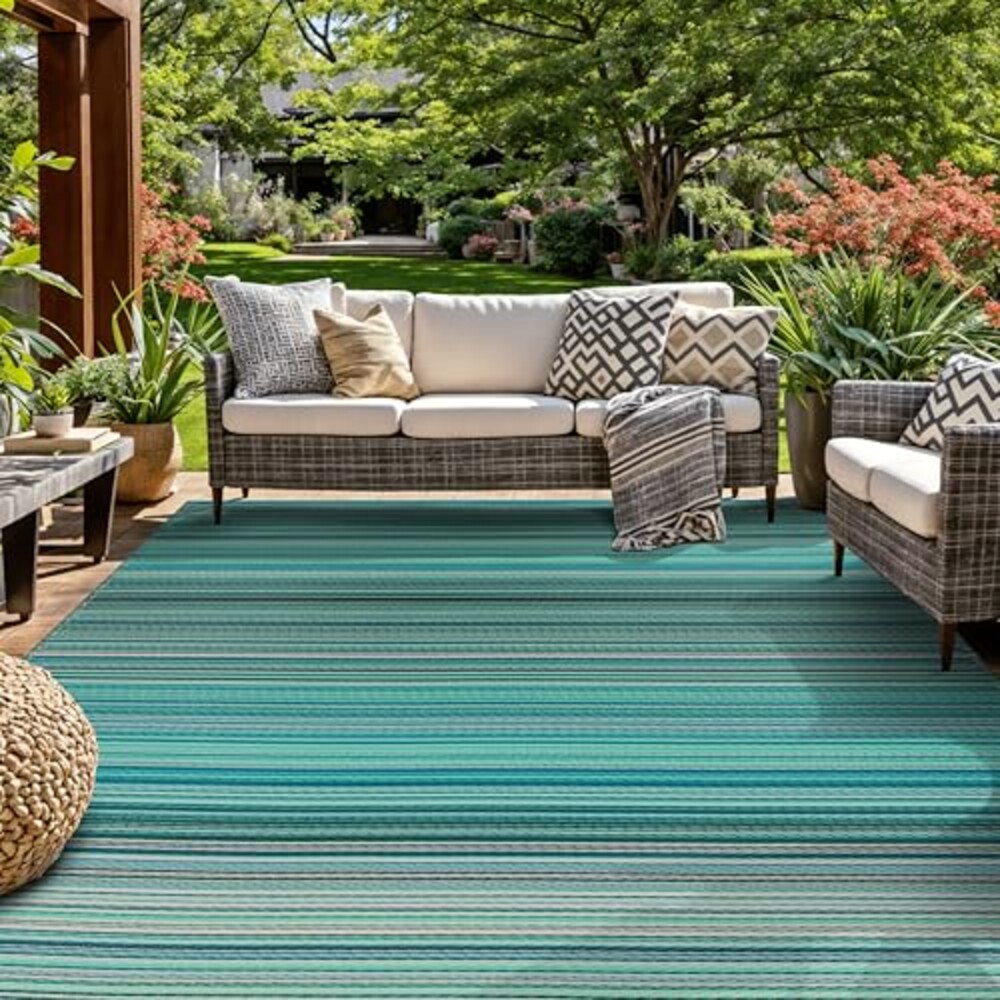 Rugshop Contemporary Stripe Patio Deck B