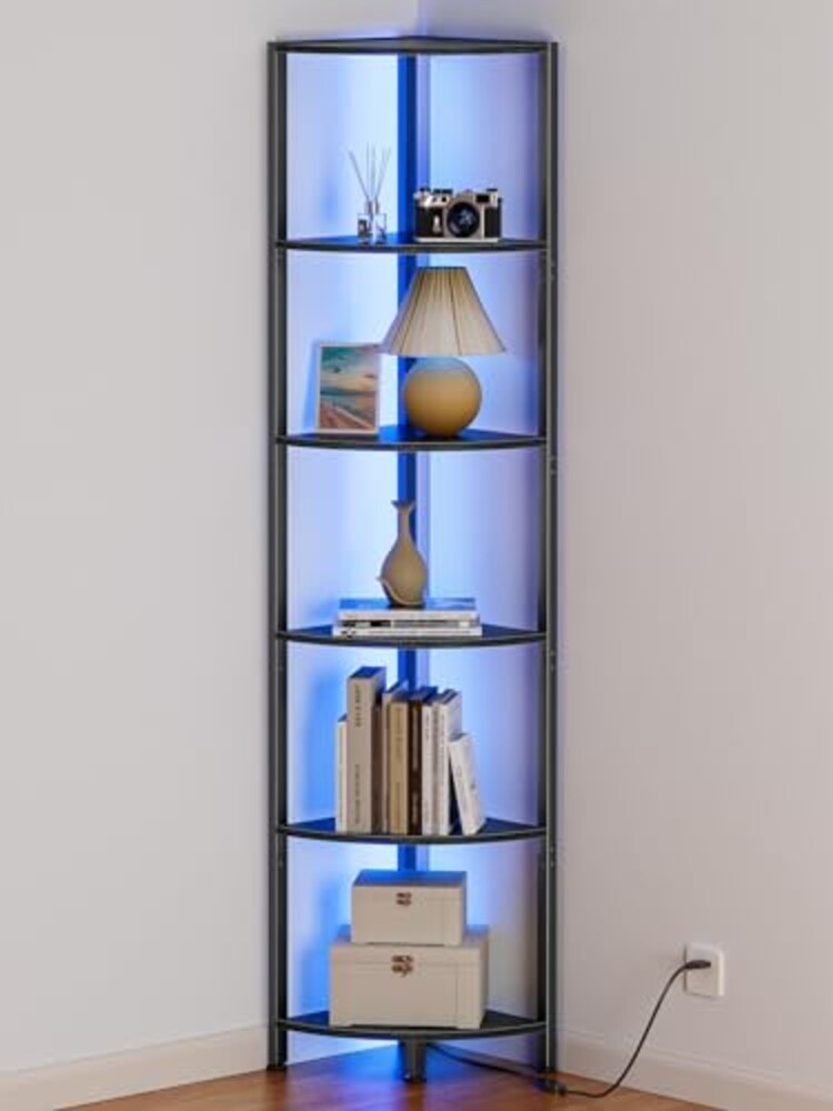Furnulem 6 Tier Corner Shelf with LED Li