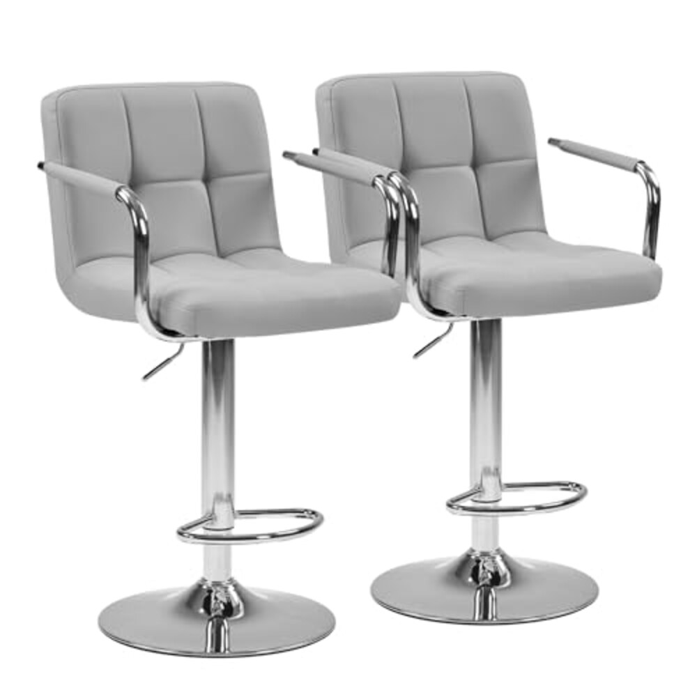 DUMOS Swivel Bar Stools Set of 2, PU Lea