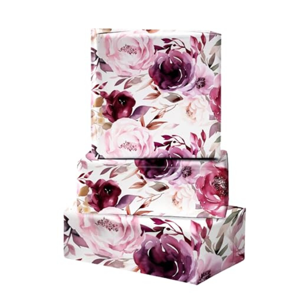ZINTBIAL Floral Wrapping Paper Roll - Pu