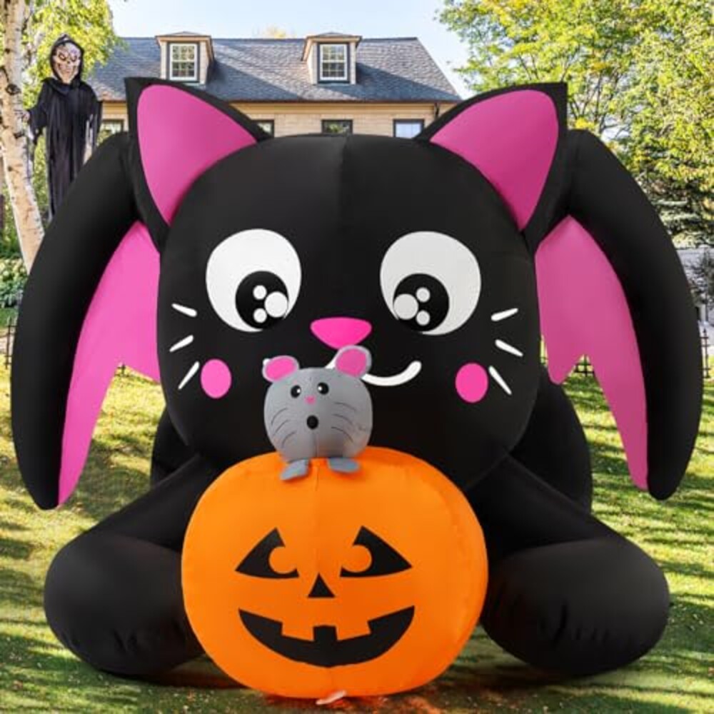 COMIN 5 FT Halloween Inflatables Cat wit