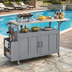 Outdoor Kitchen Island Cart with Foldabl