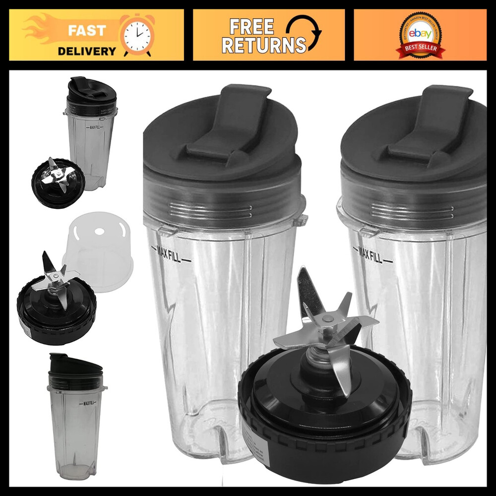 16oz Replacement Cup with Lid & Extractor Blade for Ninja Blender/Food Processor