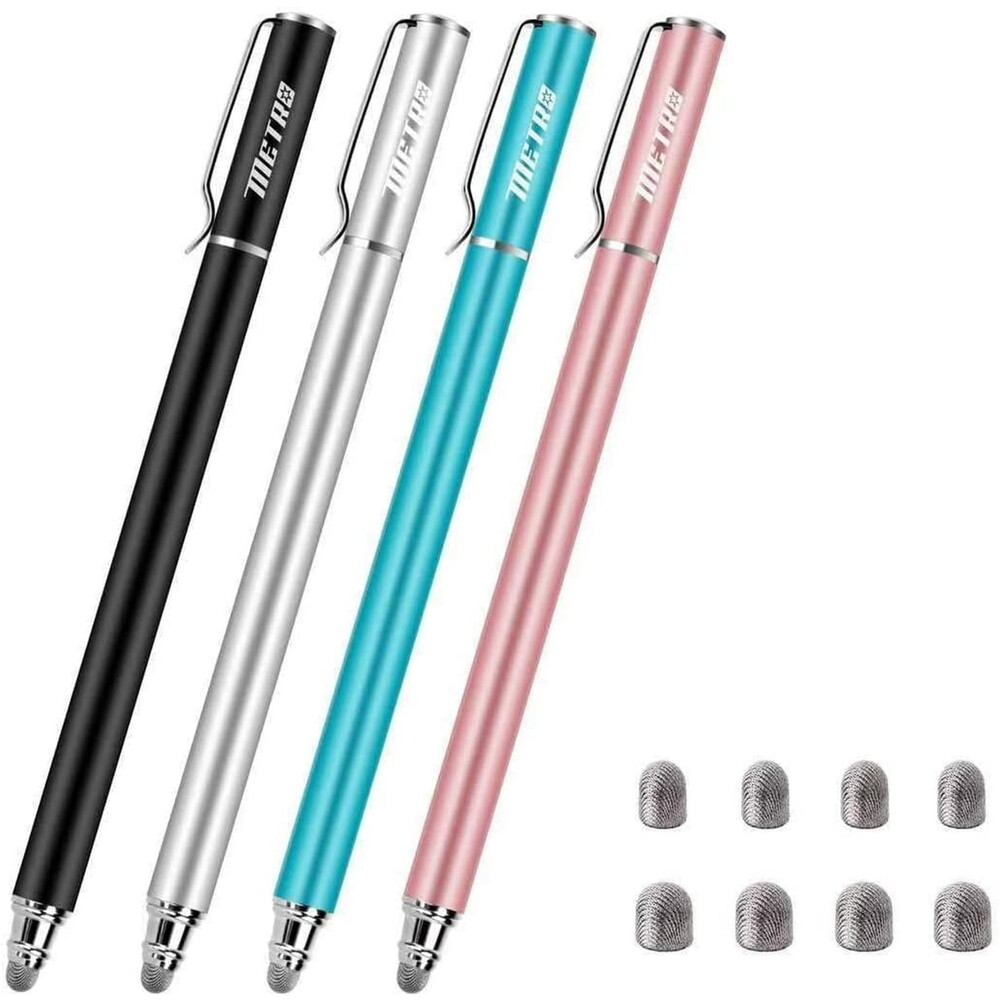 MEKO Stylus Pens for Touch Screens - High Sensitivity Capacitive Stylus Fiber Tips 2 in 1 Touch Screen Pen with 8 Extra Replaceable Tips for iPad iPhone and All Other Tablets & Cell Phones