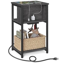 VASAGLE Side Table with Charging Station