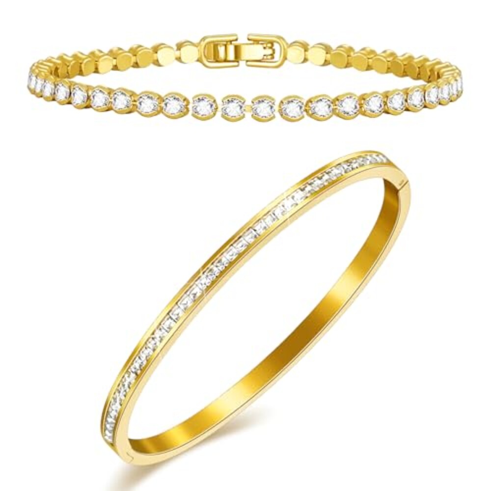 Supneer 18K Gold Plated Tennis Bracelets