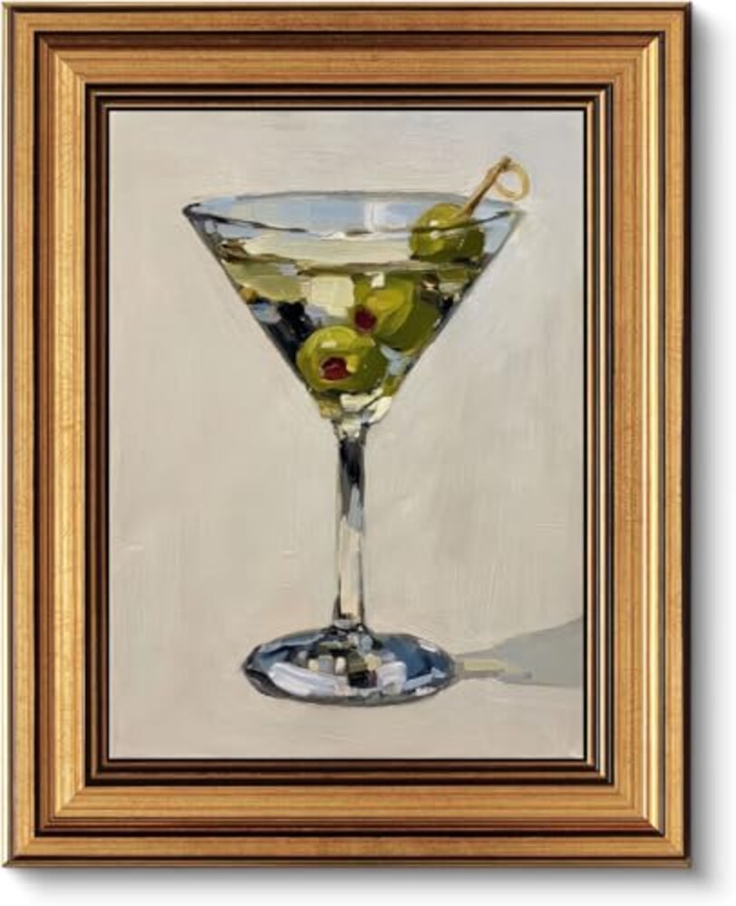 Gold Framed Wall Art, Vintage Martini Gl