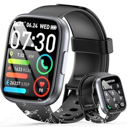 Smart Watch for Men Women (Answer/Make Call), 1.95" Touch Screen Fitness Tracker with Heart Rate/Sleep Monitor, IP68 Waterproof Smartwatch for Android iOS, Fitness Watch with 120+ Sports Modes, Black