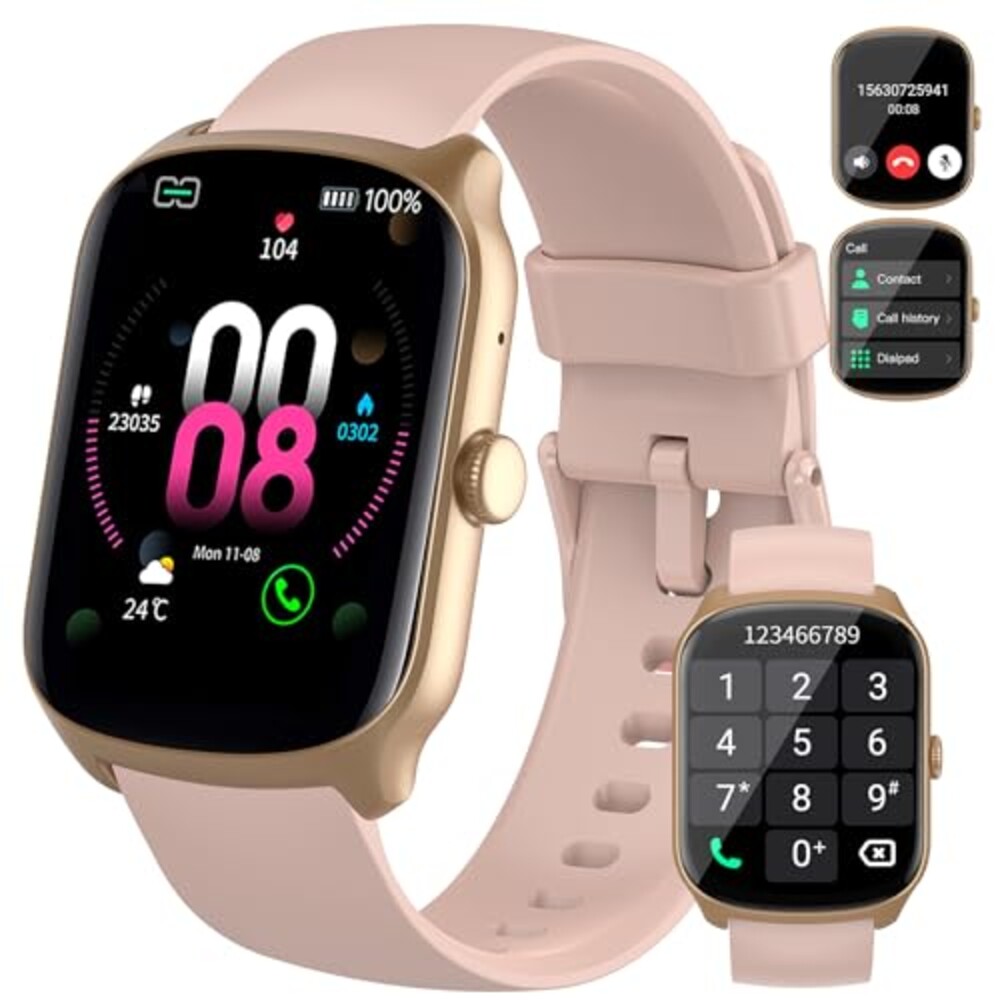 Smart Watch for Men Women, 1.95"HD Smartwatch (Dial/Answer Calls), Heart Rate/Sleep Monitor Fitness Smartwatch, Curved Screen Watches, 112+ Sports Modes Activity Trackers,IP68 Waterproof, Pink
