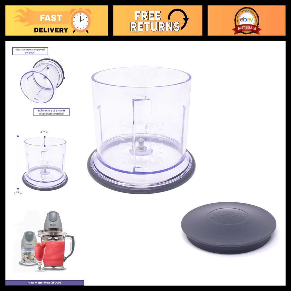 Blender Replacement Parts - 16 oz Food Processor Bowl & Storage Lid for Ninja Qb