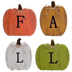 Fall Decor, 4 PCS Wooden Pumpkins Fall D
