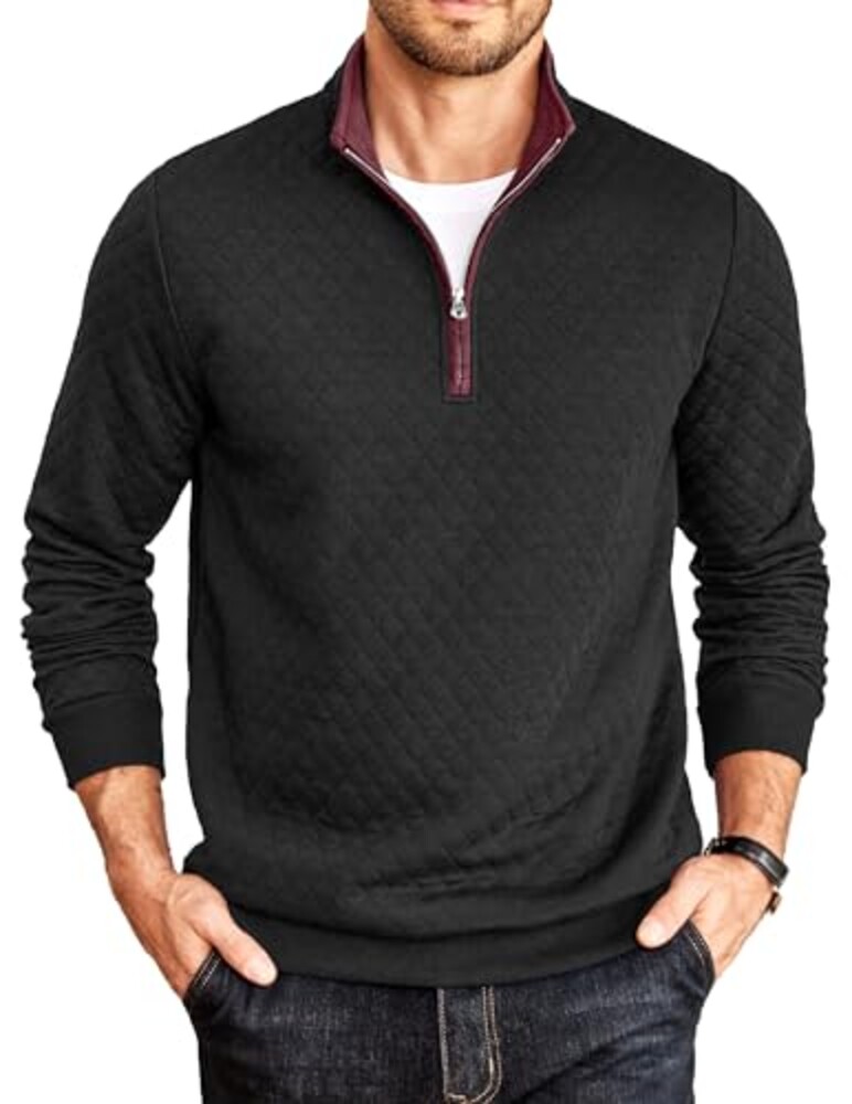 COOFANDY Mens Quarter Zip Pullover Casua