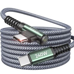 AINOPE 240W USB C to USB C Cable [10FT] Right Angle C to C Cable Fast Charging,Sideways Phone Charger USBC to USBC Fits iPhone 17 16 15 Pro Max Plus,MacBook Air/Pro,iPad Pro,Samsung S25,Pixel,iPad