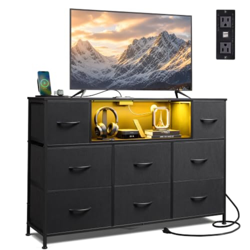 LED TV Stand for 55 Inch TV, 8 Drawers,