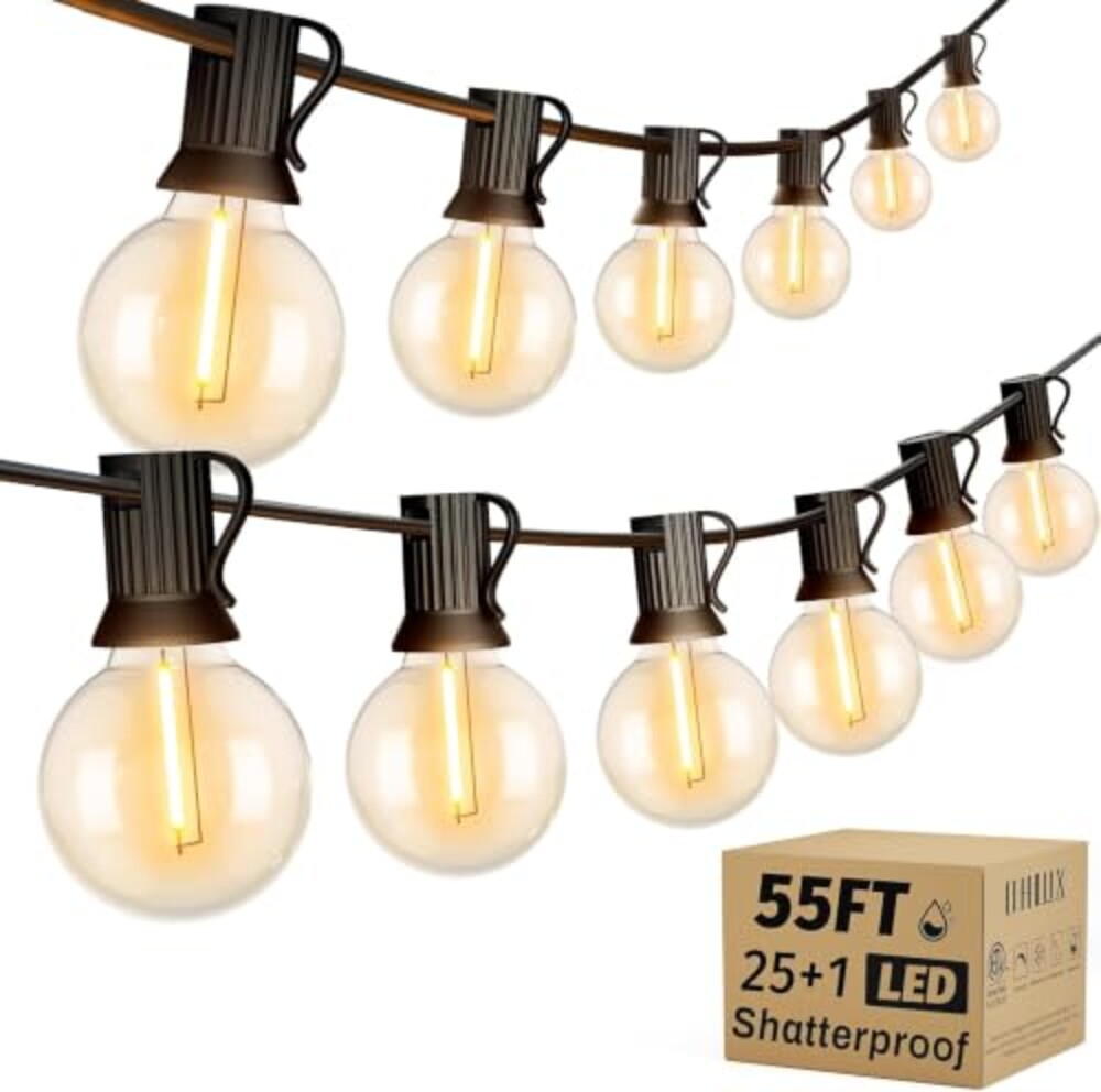 OHLUX Outdoor String Lights, 55FT Shatte