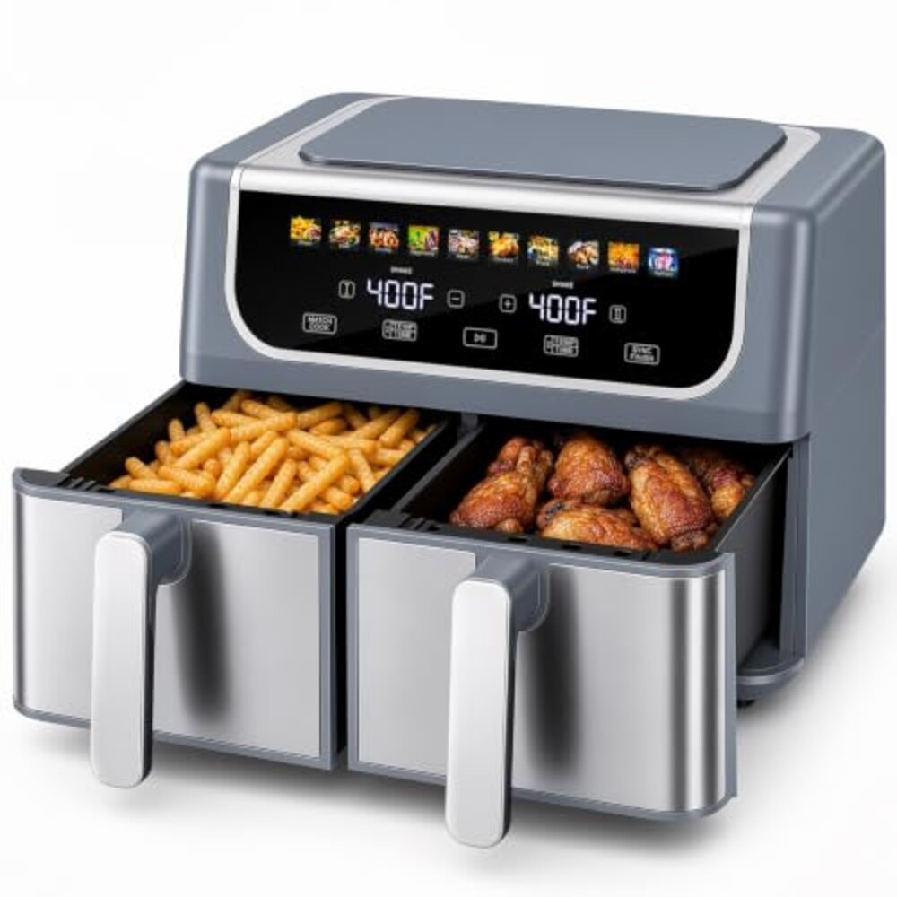 OLIXIS Dual Air Fryers with 2 Baskets 9.