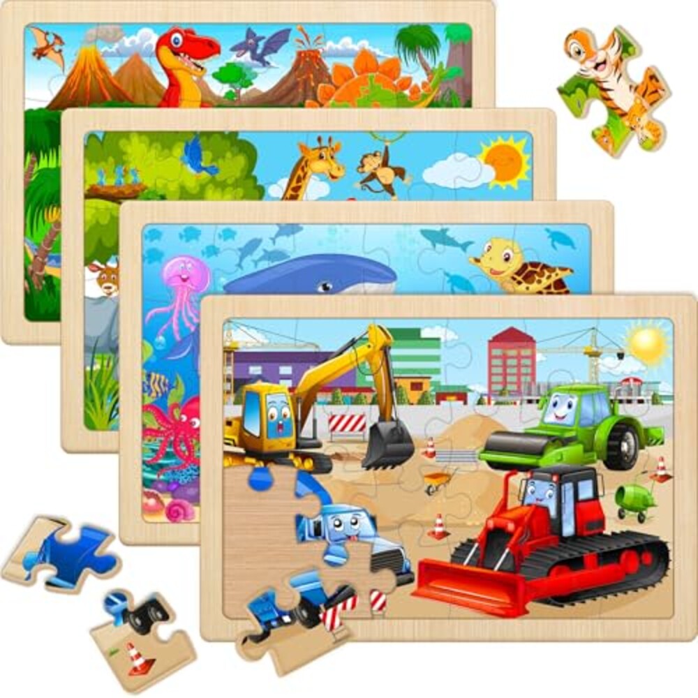 WaaLod 4 Pack Wooden Jigsaw Puzzles for
