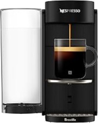 Nespresso Vertuo Up Coffee & Espresso Maker by Breville | Ink black coffee machine with 3 second start, 47 oz. multi-position water tank, iced coffee mode and app customization.