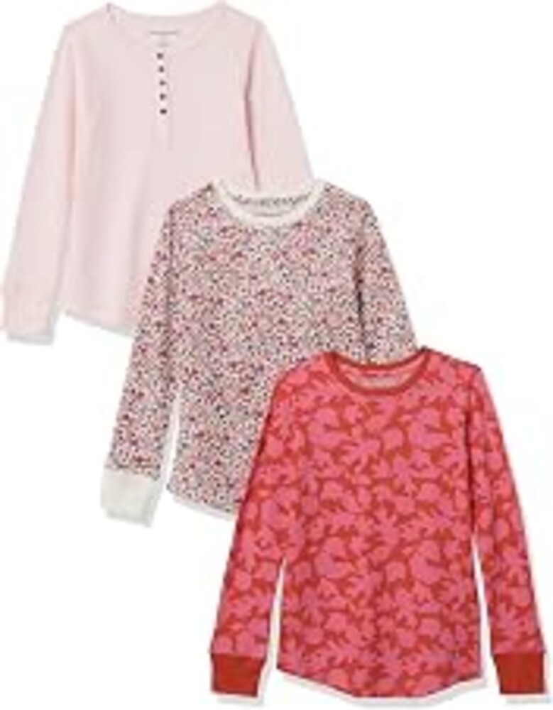 Amazon Essentials Girls and Toddlers' Long-Sleeve Knit Thermal T-Shirts, Pack of 3