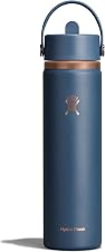 Hydro Flask Water Bottle - Insulated Stainless Steel - Wide Straw Lid, Non Spill, Leakproof in 24 Oz Harbor Blue Arc
