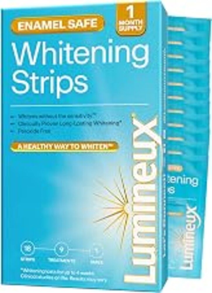 Lumineux Teeth Whitening Strips, Peroxide Free, 9 Treatments (1 Month) | Peroxide free, enamel safe, dentist formulated, clinically tested & proven, free from harsh ingredients, no sensitivity