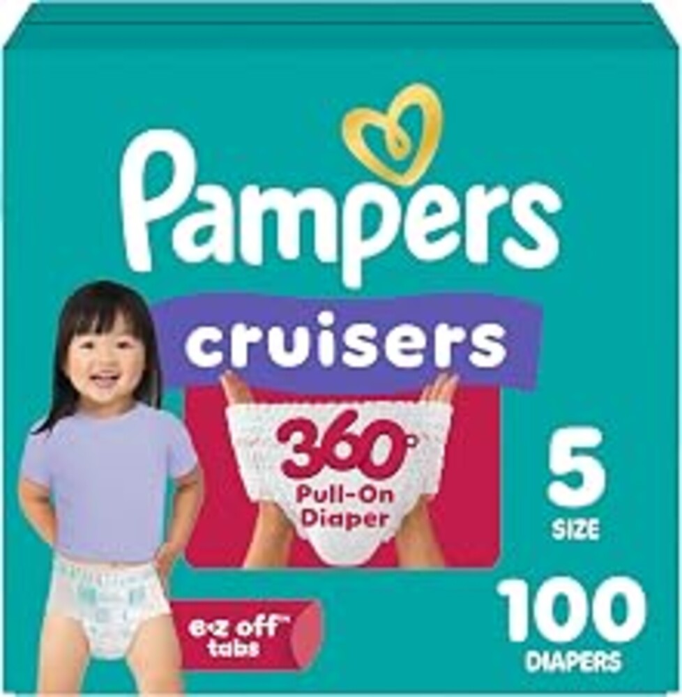 Pampers Diapers - Cruisers 360° - Size 5, 100 Count, up to 100% Leakproof Fit, Designed for Active Babies, Pull On Diaper