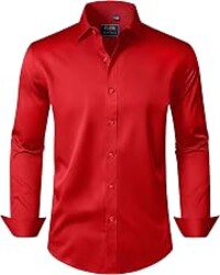 J.VER Men's Dress Shirts Solid Long Sleeve Stretch Wrinkle-Free Formal Shirt Business Casual Button Down Shirts