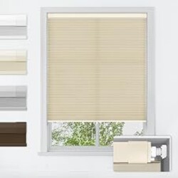 LazBlinds No Drill Cordless Cellular Shades, 44" W x 64" H, Beige | Soft Light Filtering Fabric Protects Privacy, With Thermal Insulation & Noise Reduction, Safe Cordless Design for Kids & Pets