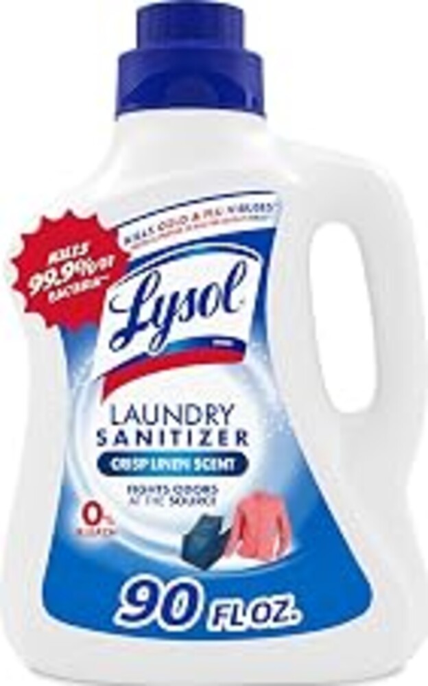 Lysol Laundry Sanitizer Liquid, Detergent Additive, Crisp Linen, 90oz | Lysol Sanitizing Laundry Detergent Additive, Deodorizer, Color Safe Bleach Alternative, Laundry Supplies