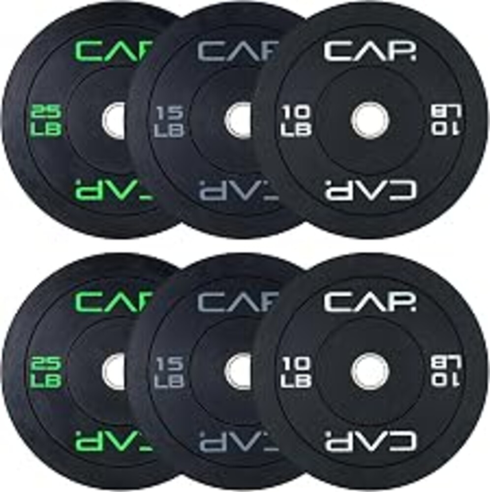 CAP 2-inch Olympic Bumper Plate Weight Set | 100-370 lbs | Multiple Colors | Storage Rack Optional