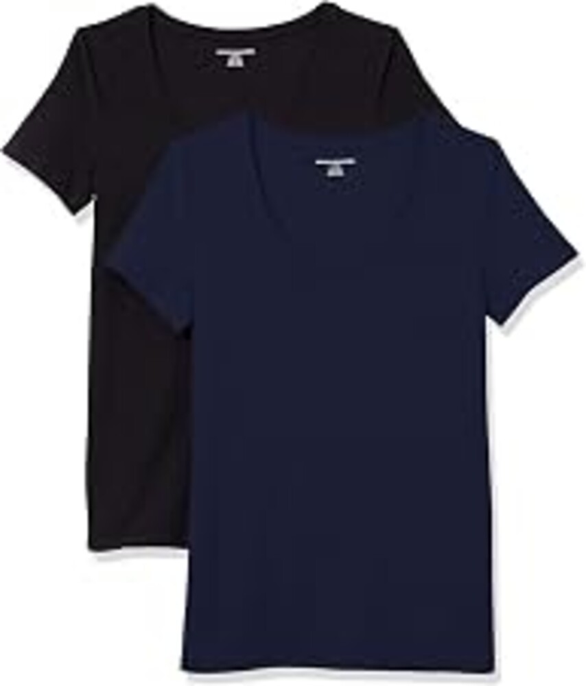 Amazon Essentials Women's Regular-Fit Short-Sleeve Scoop Neck Cotton T-Shirt (Available in Plus Size), Pack of 2