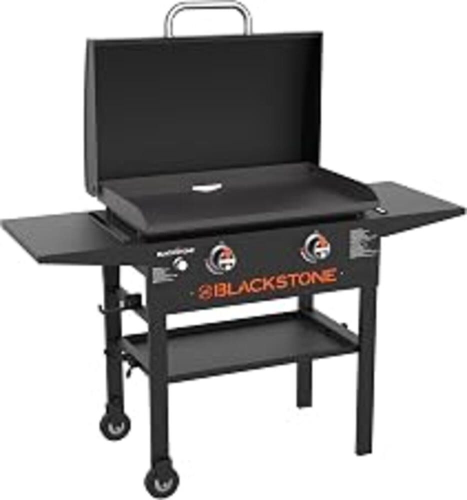 Blackstone® 1883 Original 28" Omnivore Griddle with Hood, Black | Blackstone® 1883 Counter Height Side Shelves, Powder Coated Steel, 2 Burner Propane Griddle