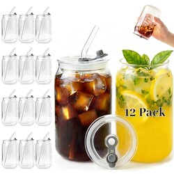 AINFAME Leakproof Glass Cups with Plasti
