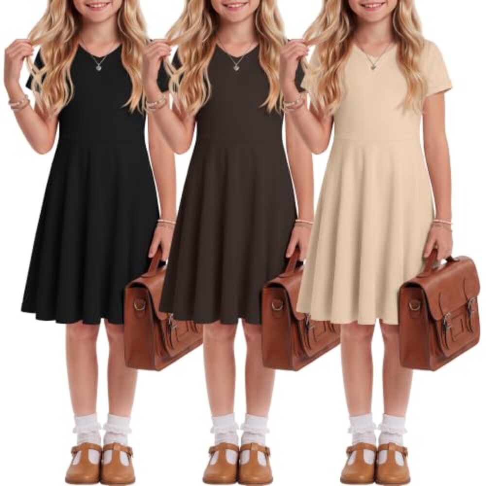 Halfchet 3 Pack Girls A Line Dress for S