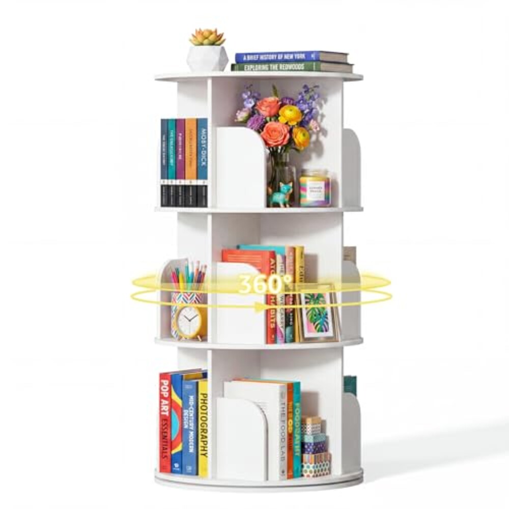 DUMOS 3 Tier Rotating Bookshelf Tower, S