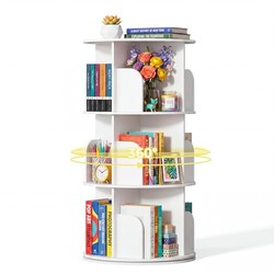 DUMOS 3 Tier Rotating Bookshelf Tower, S