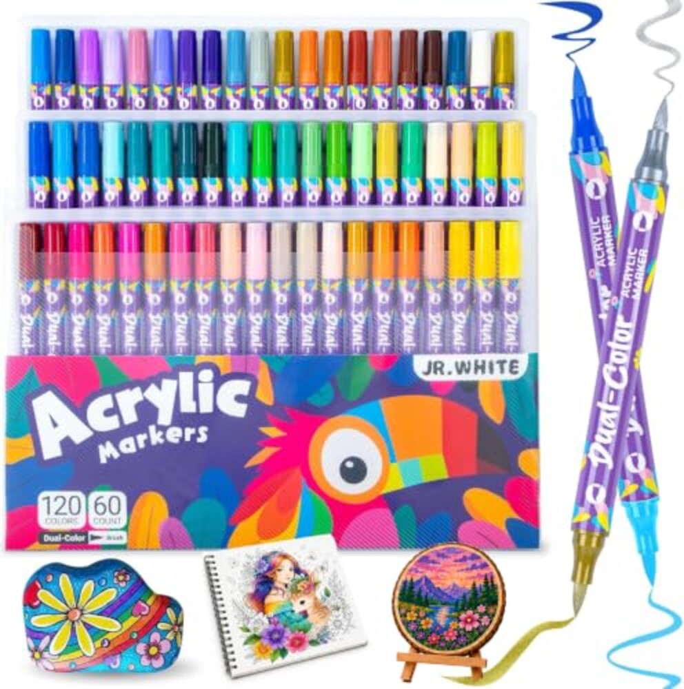 JR.WHITE 120 Colors Acrylic Paint Marker