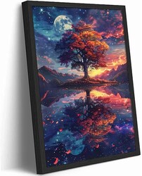 Blcak Framed Tree of Life Art Starry Sky