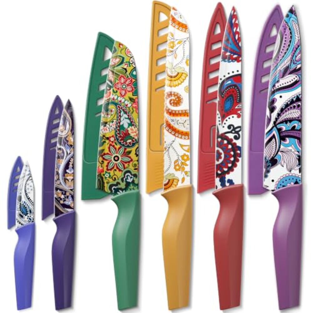 Astercook Paisley Pattern Knife Set with