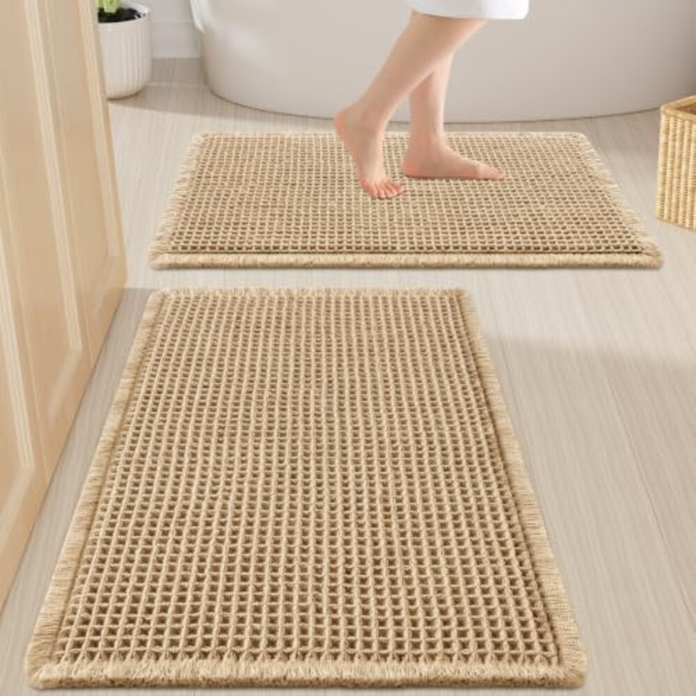 Smiry Waffle Bathroom Rugs Sets 2 Piece