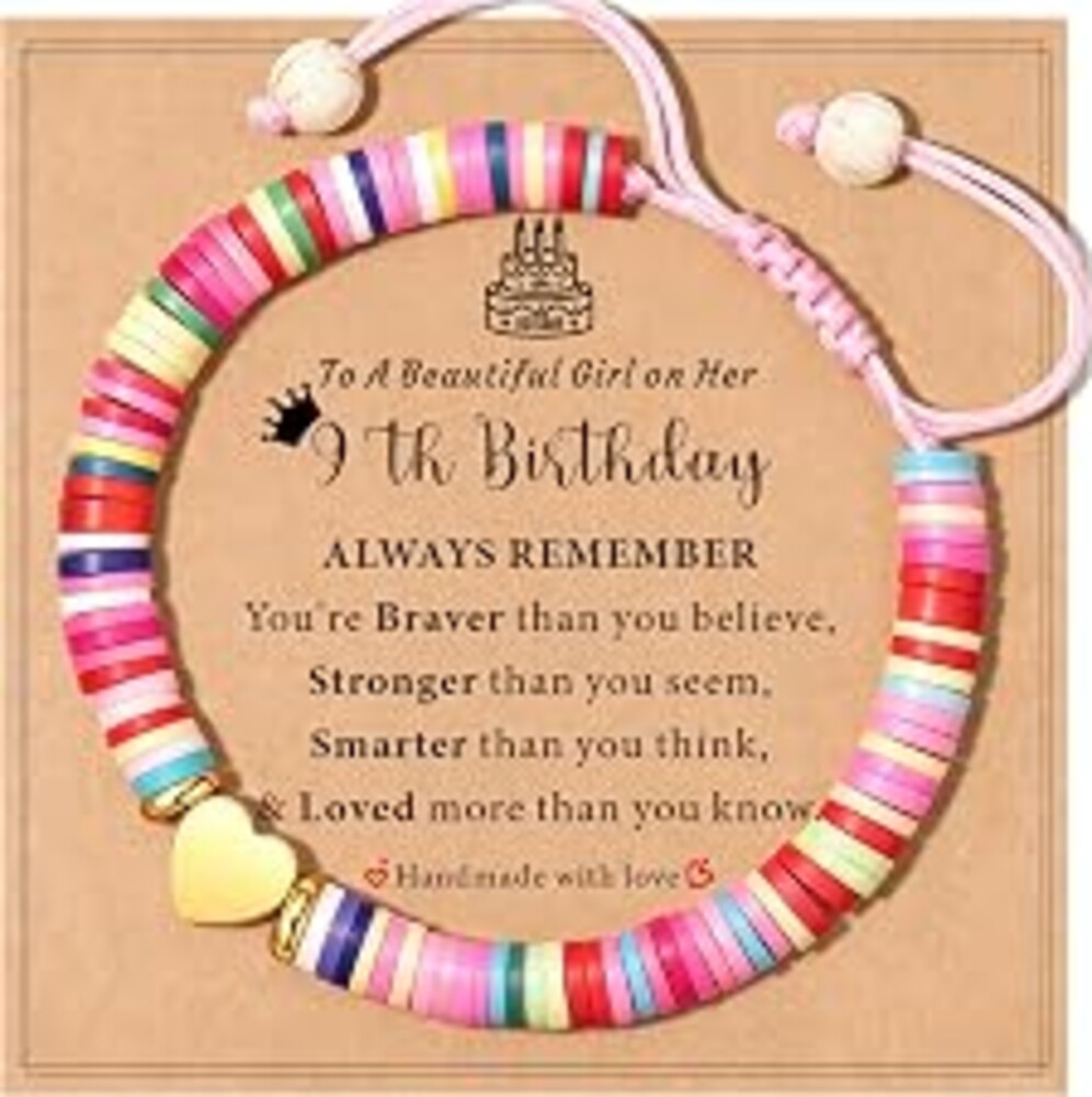 TAGOMEI Birthday Gifts for Girls Heart Charm Bracelets as 3 4 5 6 7 8 9 10 11 12 13 16 Year Old Girl Birthday Gift, Beaded Bracelets as Happy Birthday Gifts for Daughter Granddaughter Niece Sister