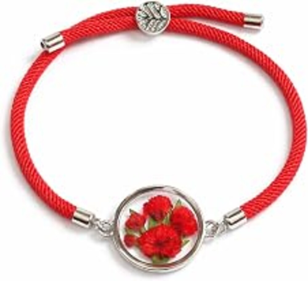 Floral Memories Dried Pressed Birth Month Flower Bracelet, Adjustable tree of life knot Cord Bracelet, Personalized Gift